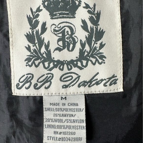 Anthropologie BB Dakota Women's Black Tweed Short Wool Blend Jacket Size M Warm - Picture 10 of 11